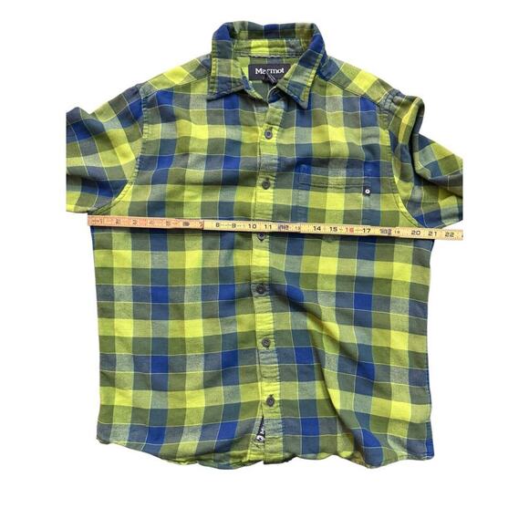 Marmot Men's Green & Yellow Flannel Long Sleeve Button Up Shirt Size Medium - Picture 3 of 4